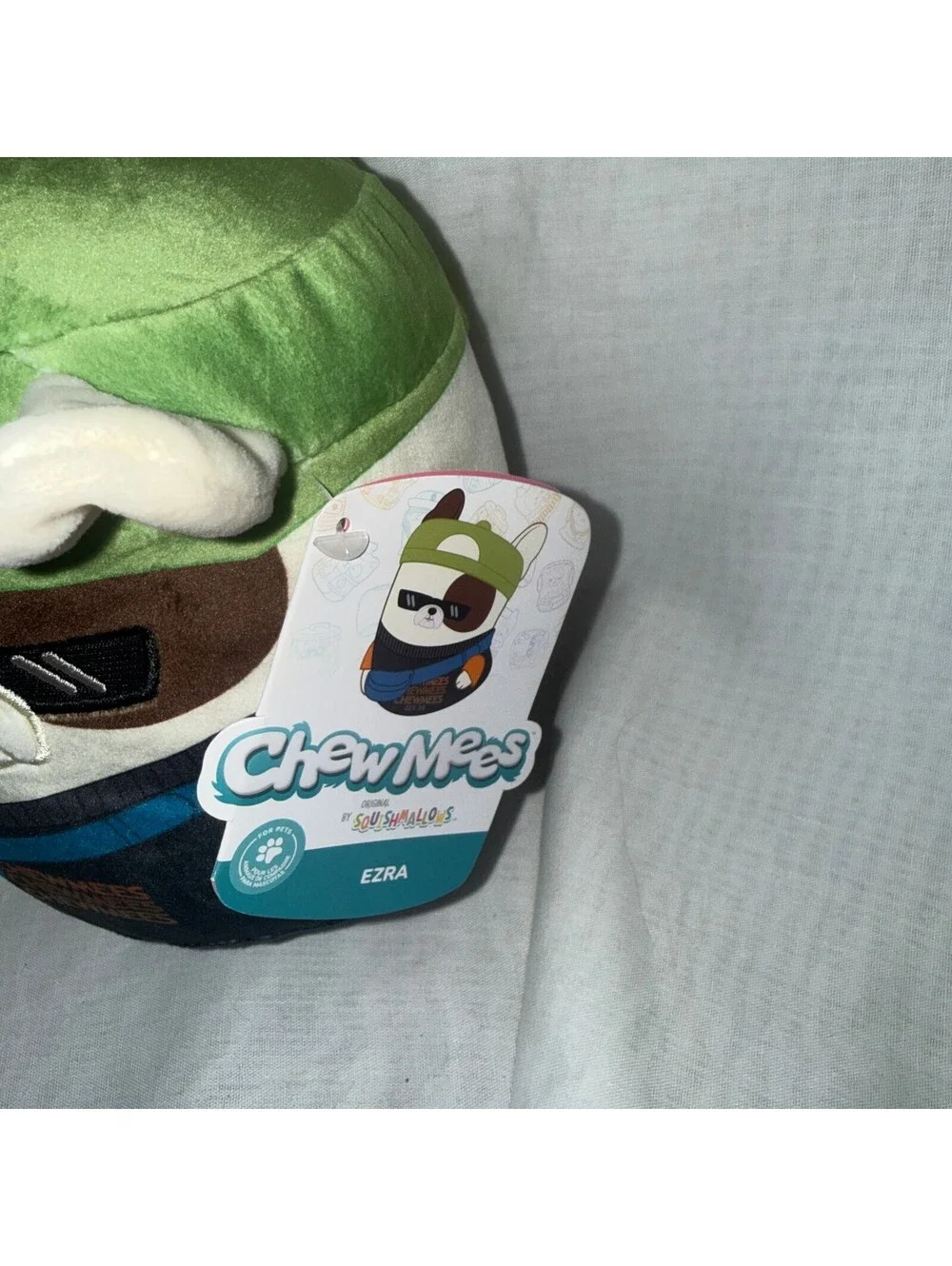 Squishmallows ChewMees Ezra French Bulldog 6” Crinkle Squeaky Dog Toy NW
